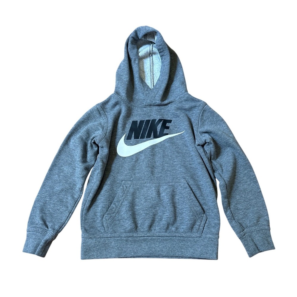 Nike Hoodie Kids Gray Graphic Logo Pullover Sweatshirt SIZE 5 (4-5 YRS)